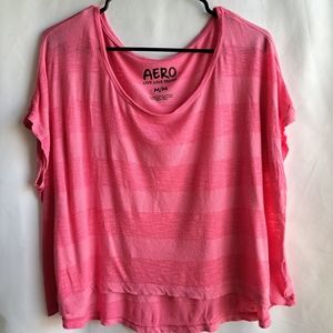 Aeropostle Womens Pink Striped Live Love Dream relaxed fit Size M Cropped top
